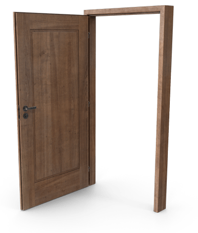 Porte en bois ouverte